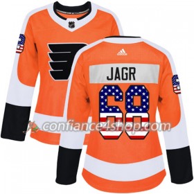 Adidas Maillot de Hockey Philadelphia Flyers Jaromir Jagr 68 2017-2018 Orange USA Flag Fashion Authentic - Femme